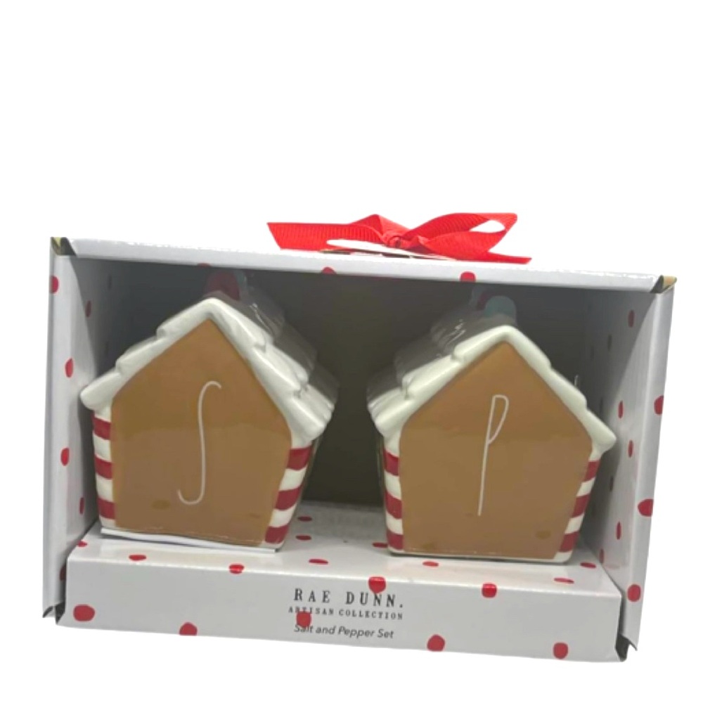 NEW Rae Dunn Christmas Gingerbread House Salt & Pepper Shaker Set